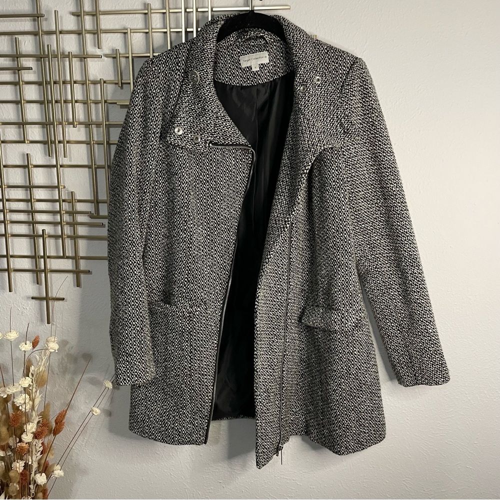 [Target Collection] Black & White Plaid Knit Coat